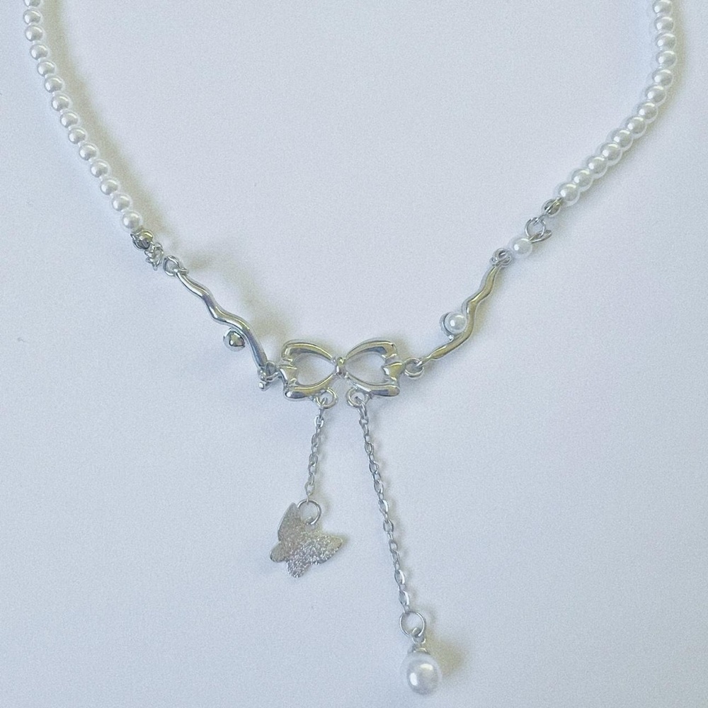 Y2K Silver butterfly necklace